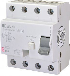 Реле диференційне (ПЗВ) EFI-4 80/0,3 тип AC (10kA) 2064145 фото