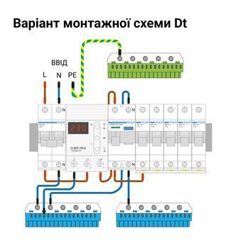 Реле захисту від перенапруги ZUBR D63t (max 80 А), 13 900 ВА з термозахистом базовий функціонал D63t фото