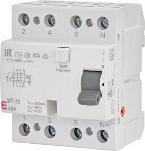Реле диференційне (ПЗВ) 4р EFI-P4 40/0,3 тип AC (10kA) 2061632 фото
