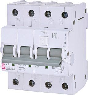 Дифавтомат KZS-4M 3p+N C 6/0,03 тип AC (6kA) 2174021 фото