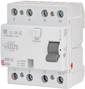 Реле диференційне (ПЗВ) 4р EFI6-P4 63/0,03 тип AC (6kA) 2061653 фото