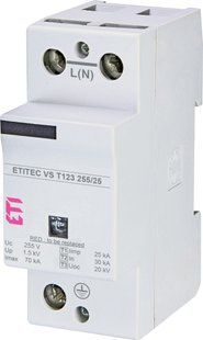 Обмежувач перенапруги ETITEC VS T123 255/25 (1+0) RC 2442932 фото